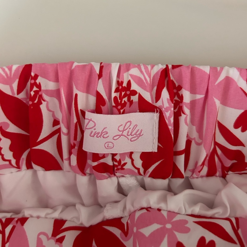 Pink Lily Red and Pink Floral Skirt - Picture 3 of 3